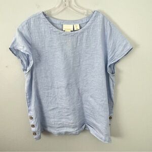 Cynthia Rowley Light Blue 100% Linen Women's Top